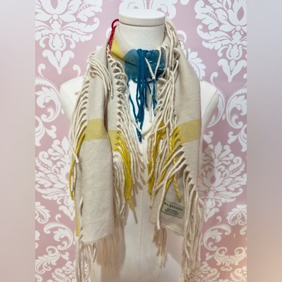 Pink, Teal, Blue & Yellow Happy Fringes Scarf - Picture 1 of 11